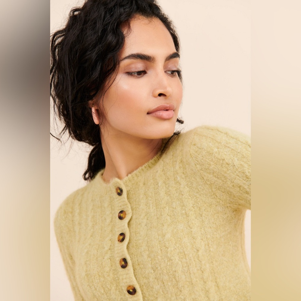 Tach Dalia knot pistachio Cardigan Sweater Too Anthropologie XS - Picture 4 of 7